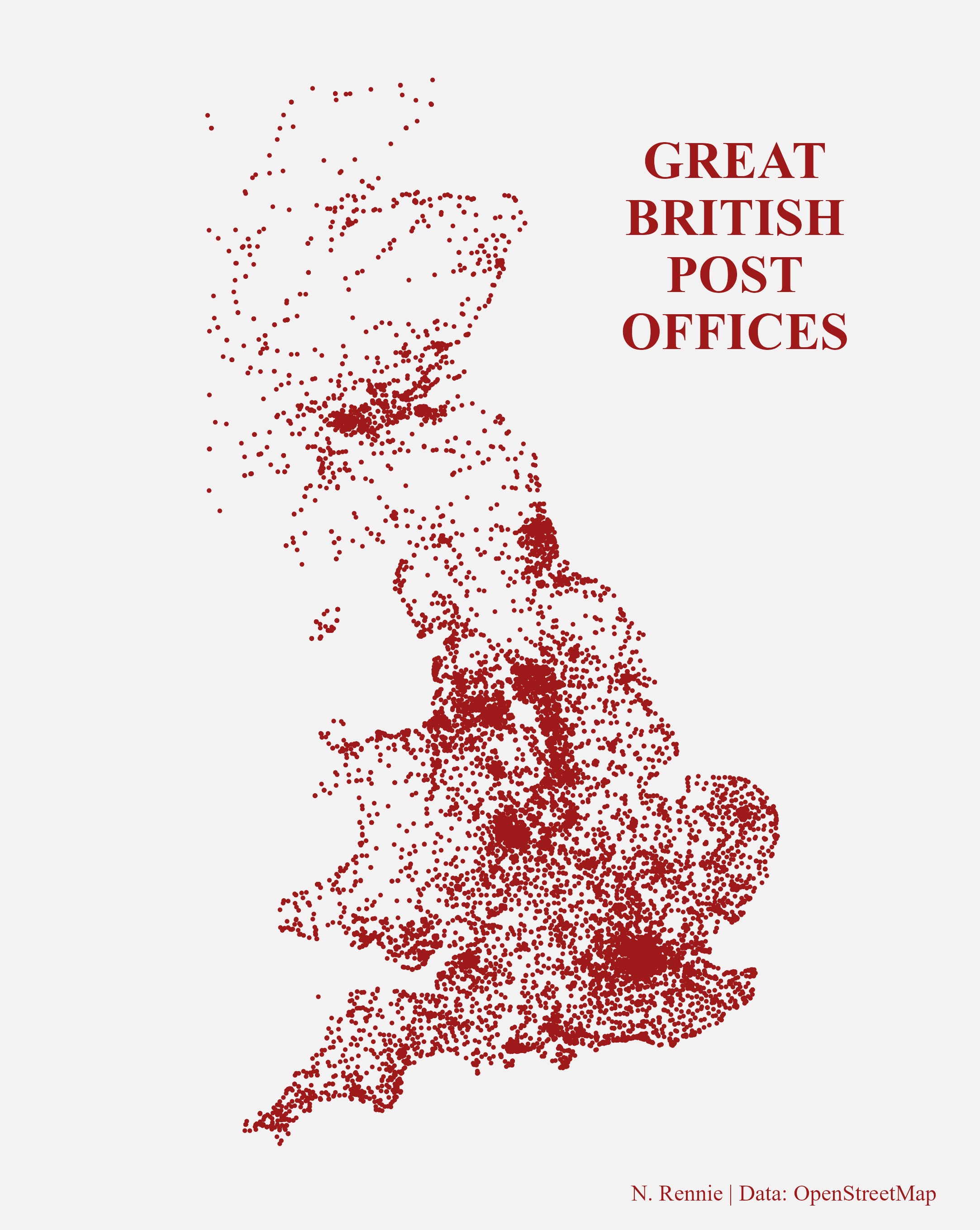 Map of GB post offices