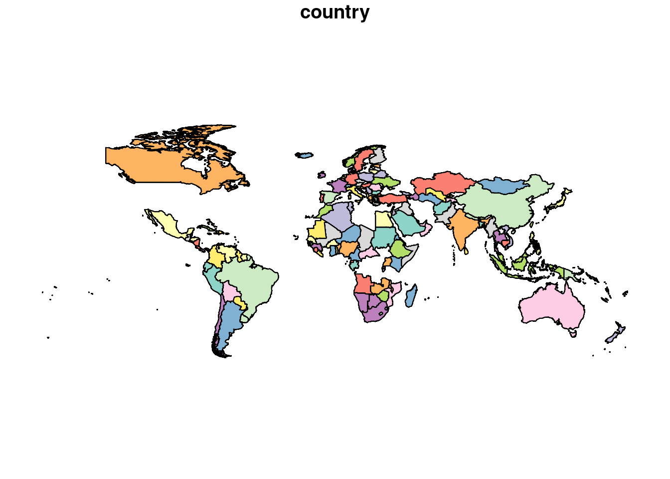 Map of the World with all countries.