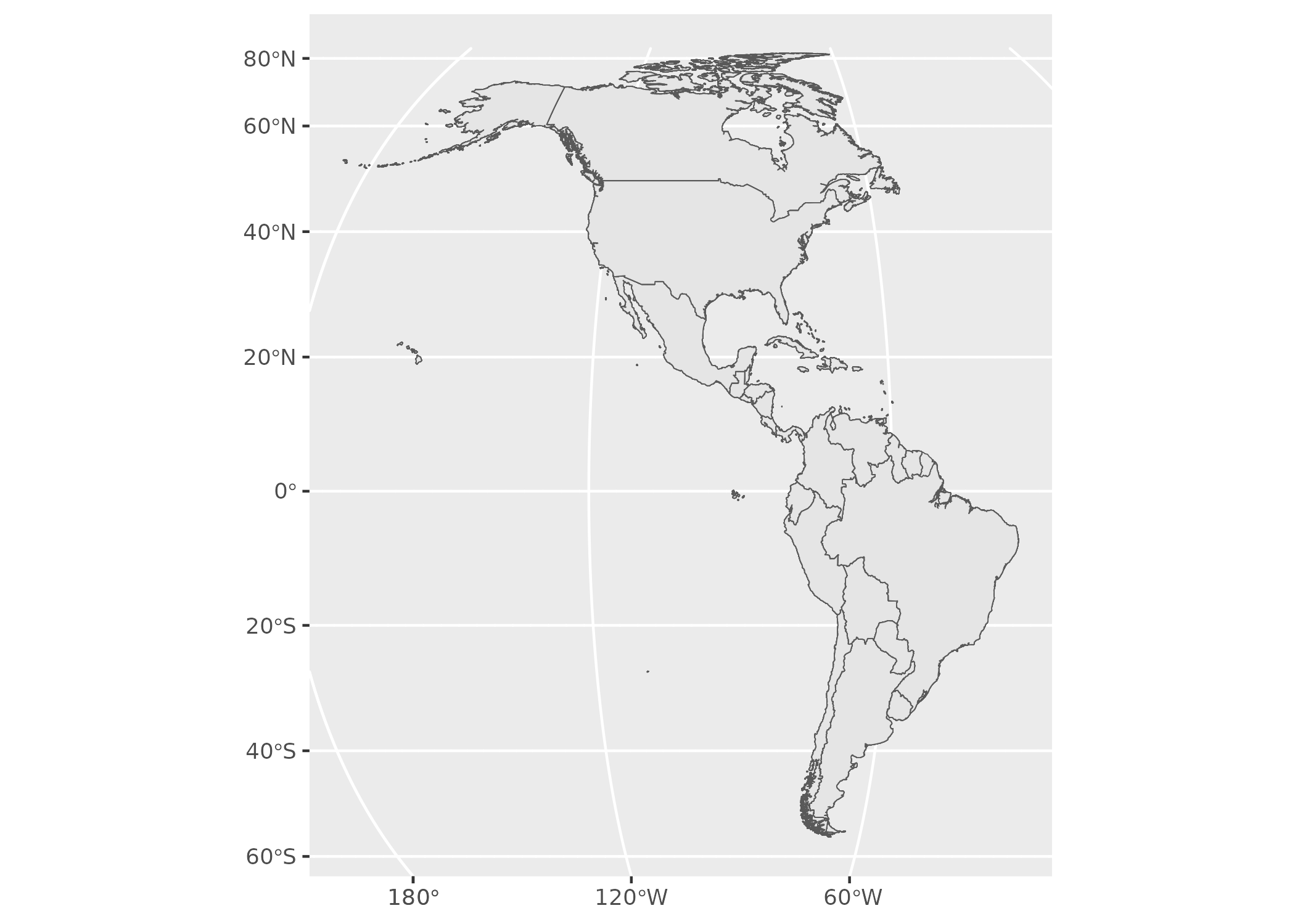 Map of The Americas with EPSG:8858 CRS.