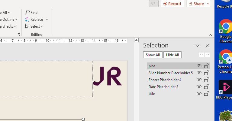Changing your placeholder names via the selection pane in PowerPoint.