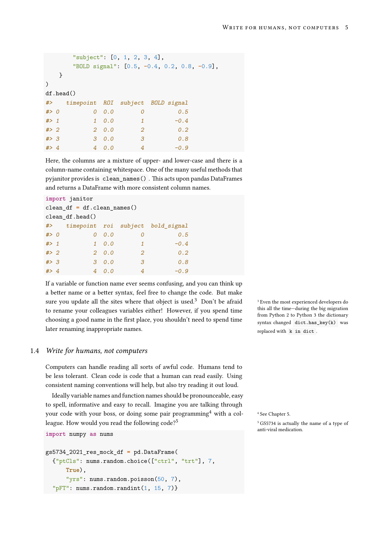 Page 5 of example course material for Python Best Practices