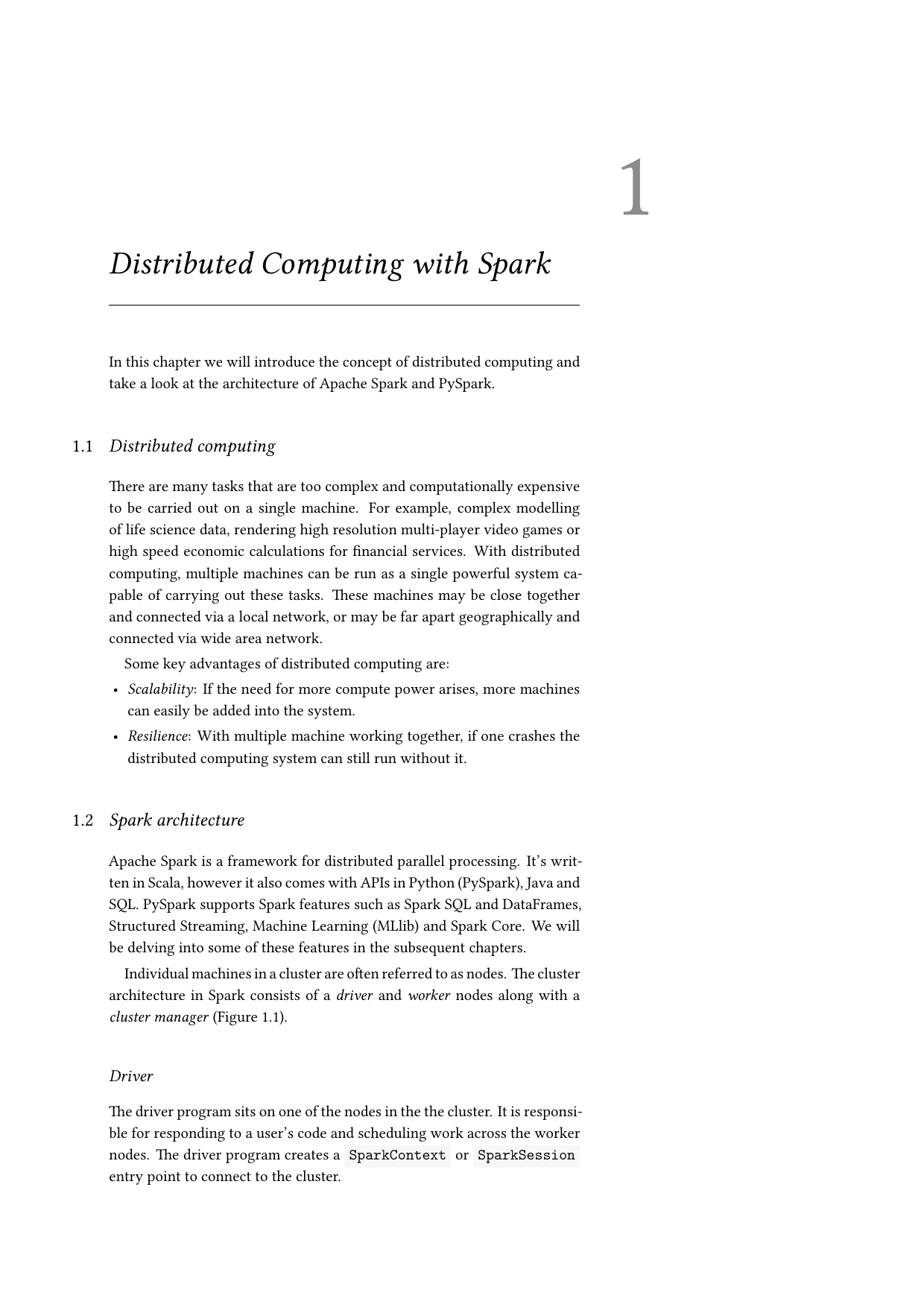 Page 3 of example course material for  Big Data Analytics with PySpark