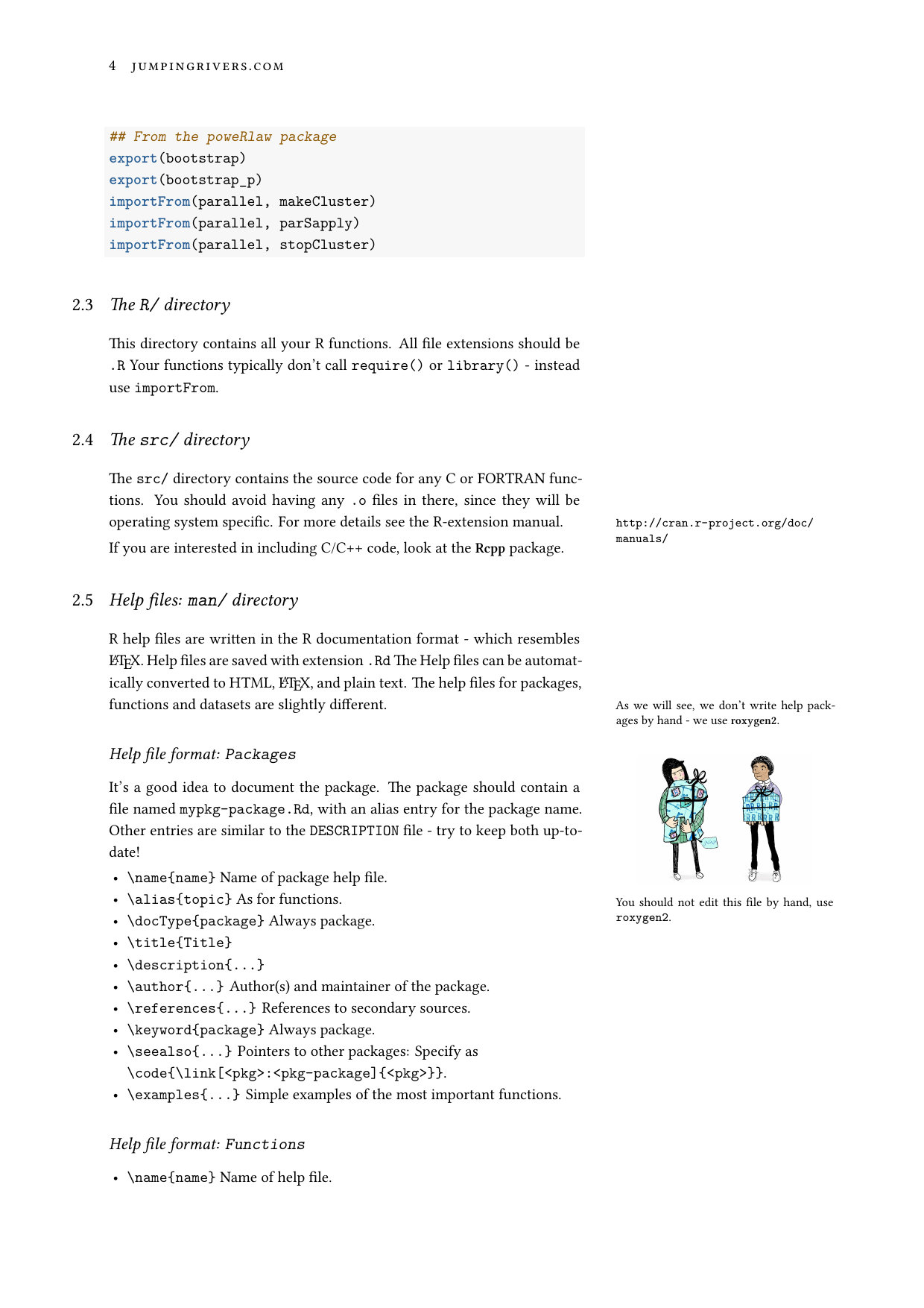 Page 5 of example course material for Building an R Package