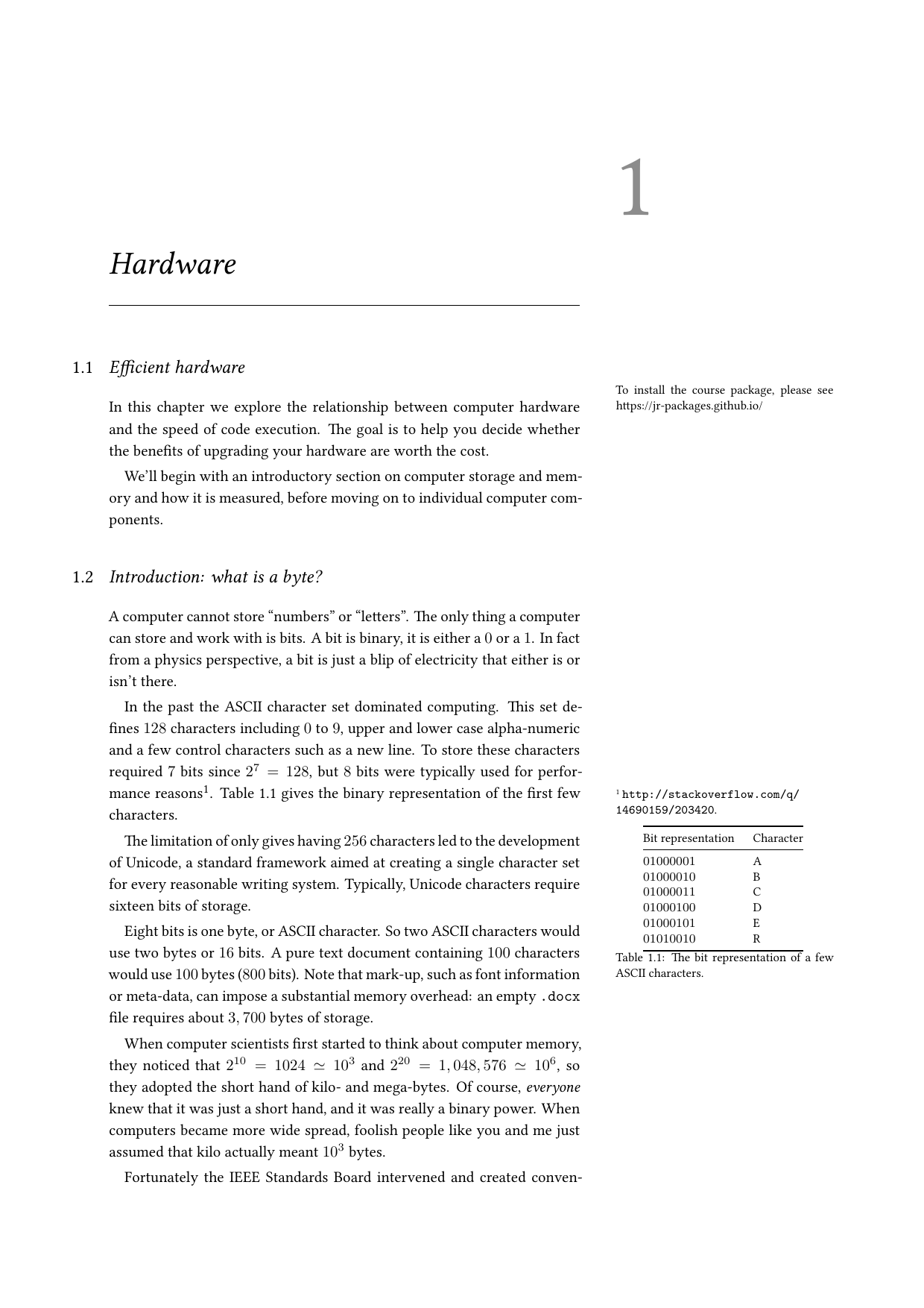 Page 2 of example course material for Efficient R Programming