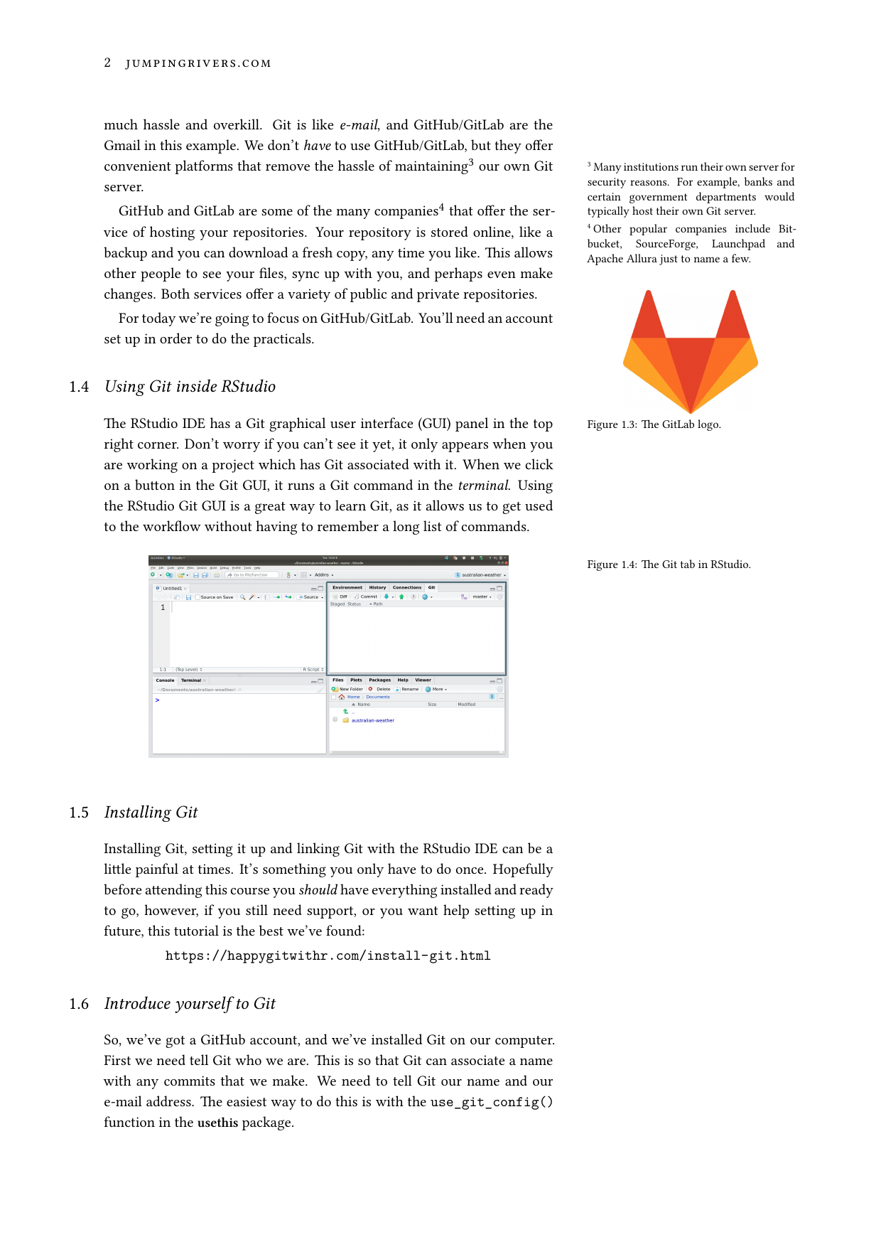 Page 3 of example course material for Git for Me