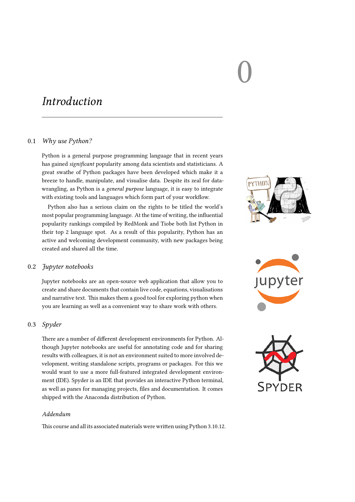 Page 2 of example course material for  Introduction to Python