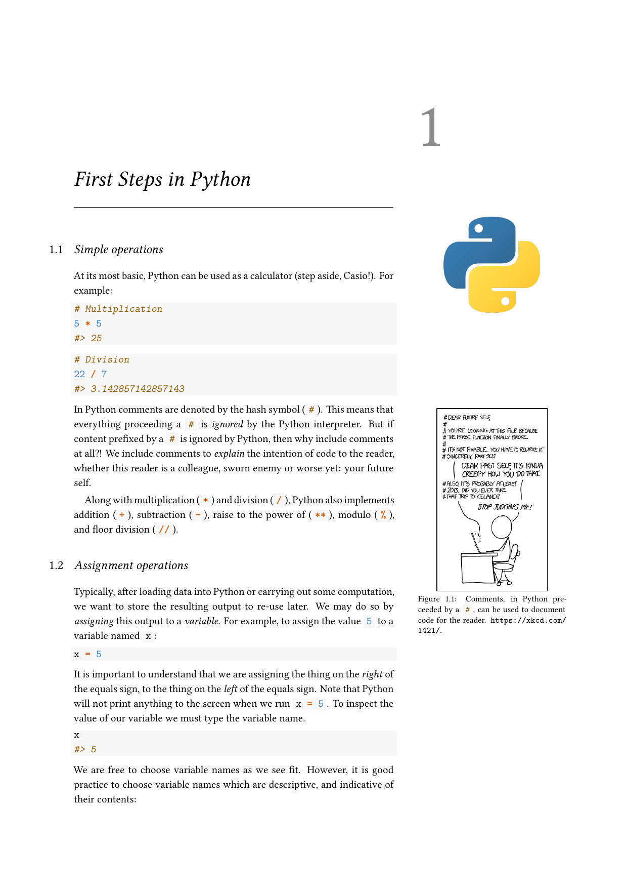 Page 3 of example course material for  Introduction to Python