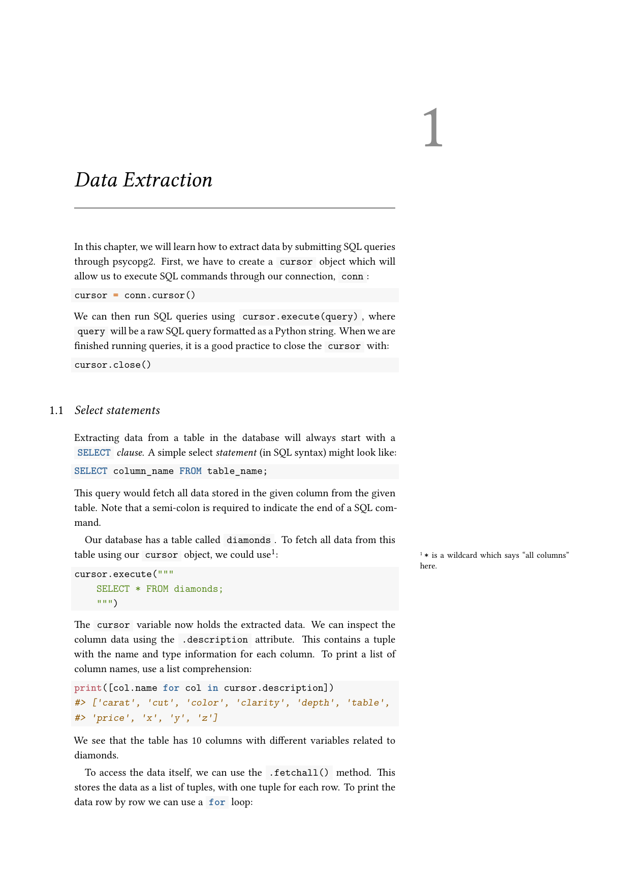 Page 4 of example course material for  Introduction to SQL with Python