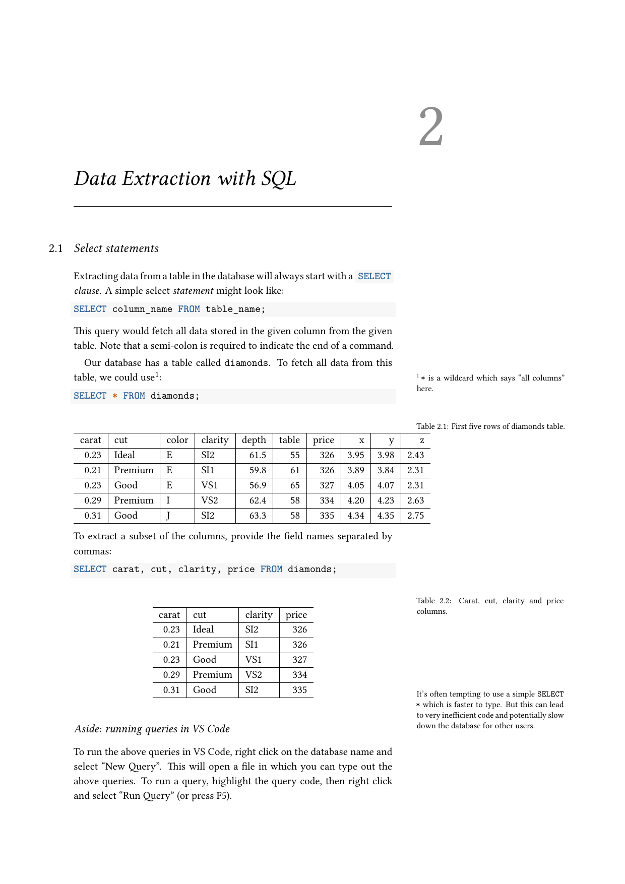 Page 5 of example course material for  Introduction to SQL