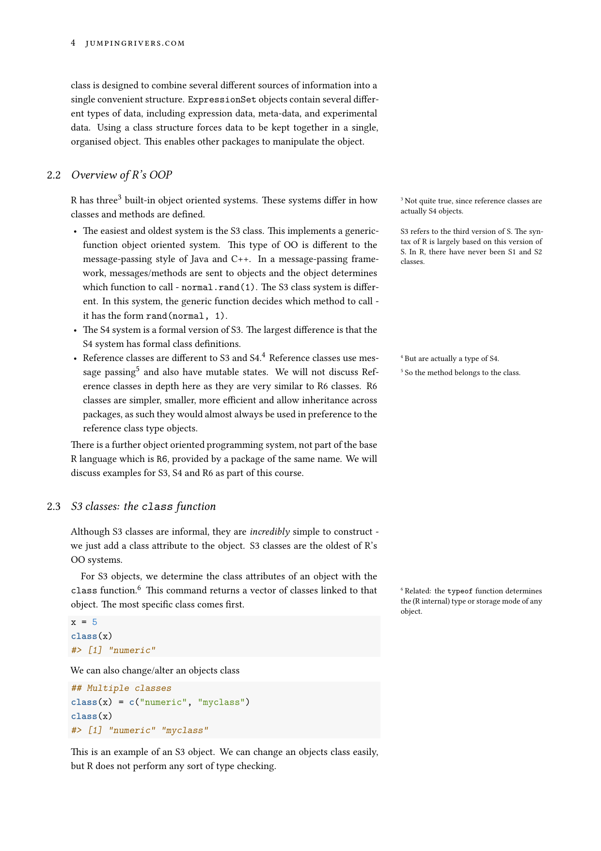 Page 5 of example course material for Object Oriented Programming in R