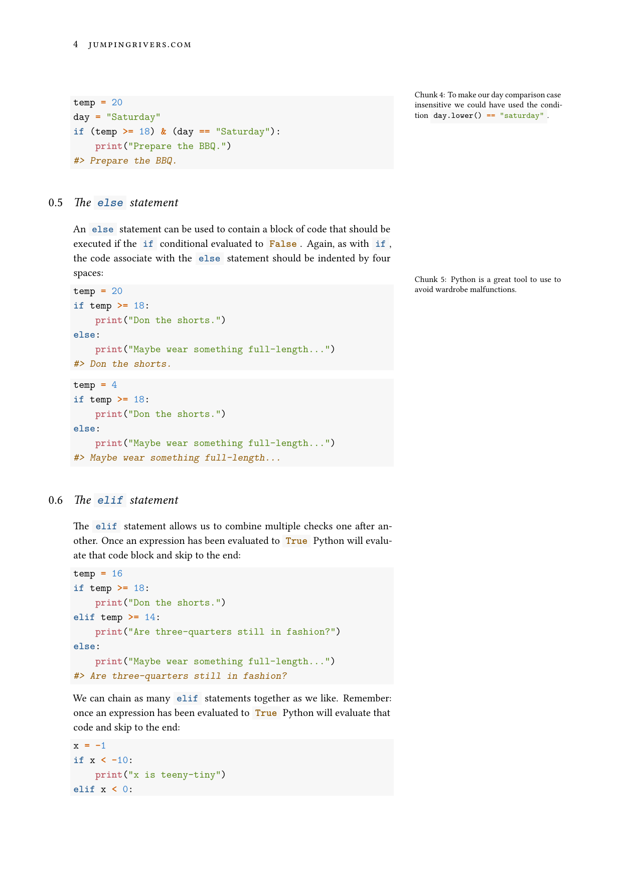 Page 4 of example course material for  Programming with Python