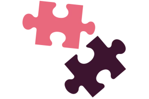 Cartoon of two jigsaw puzzle pieces.