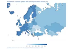 Screenshot of WHO/Europe vaccination tracking app.