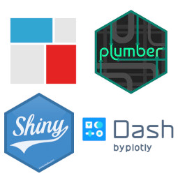 Logos for ShinyProxy, Plumber and Shiny.