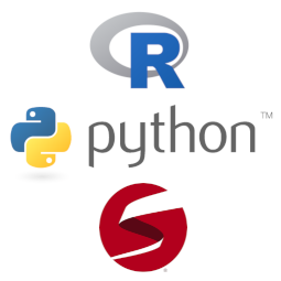 Logos of R, Python and Scala
