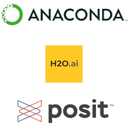 Anaconda, H2O and Posit logos